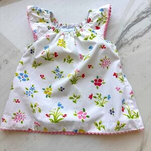 Little English Flower print top with pink edging 24months